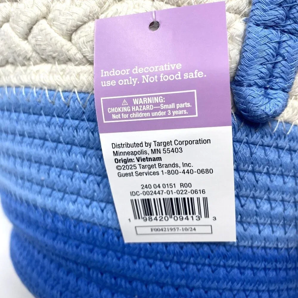 Target Round Rope Decorative Easter Basket Blue/White - Spritz™ Decor